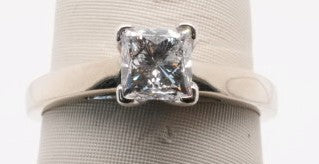 14K WG AND PLATINUM SOLITAIRE PRINCESS 0.95CTW LEO SI1/D GSI 636610010