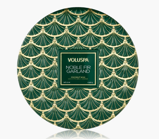 VOLUSPA NOBLE FIR GARLAND 3 WICK TIN CANDLE