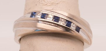 GTS 14K WG AND DIAMOND APX 0.20CTW  & SAPPHIRE APX 0.25CTW BAND