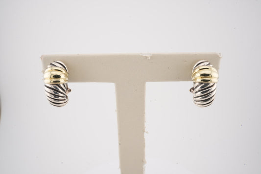 ESTATE DAVID YURMAN SILVER & 18KYG SHRIMP EARRINGS