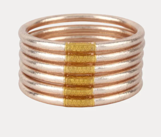 CHAMPAGNE ALL WEATHER BANGLES SM SET OF 6