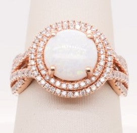 EFFY 14K RG .63 CT DIA 1.71 CT OPAL RING SZ 7
