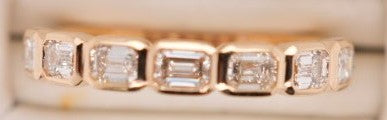 14K YG EAST WEST EMERALD SHAPE DIAMOND RING 0.70CTW