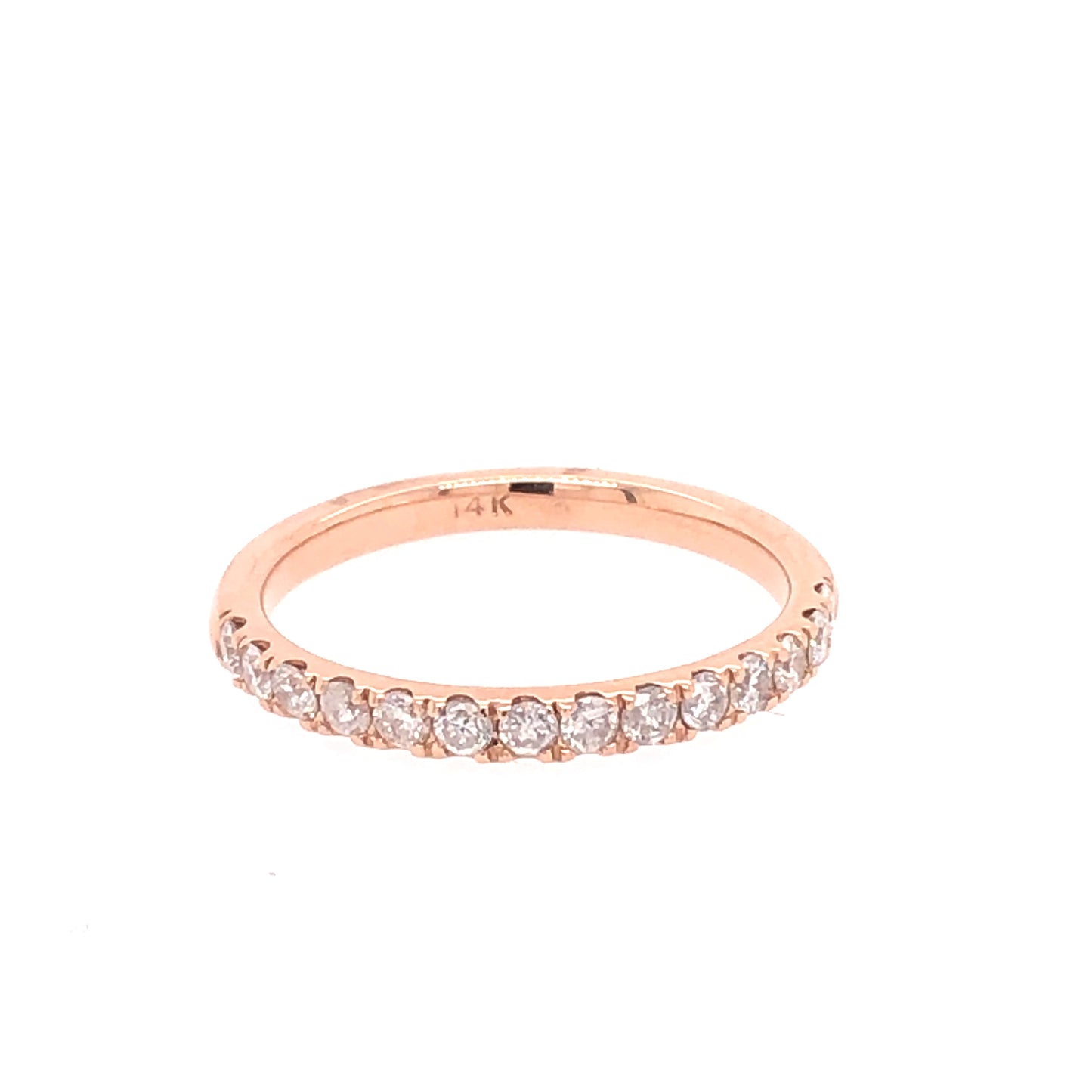 14K RG 0.50 CTW DIAMOND ROUND WBDM RING 14 STONES