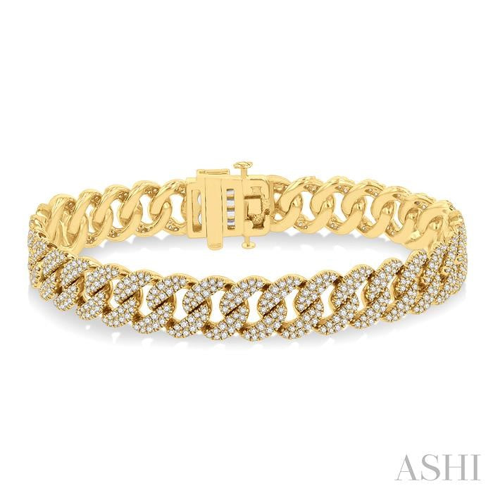 14KT YG 4CT DIA CUBAN LINK BRACELET 7"