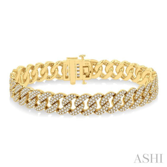 14KT YG 4CT DIA CUBAN LINK BRACELET 7"