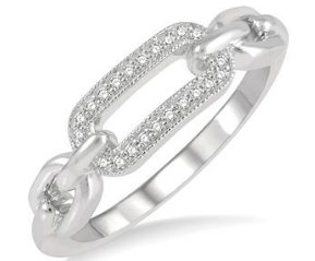 SILVER .10CTW PAPERCLIP RING