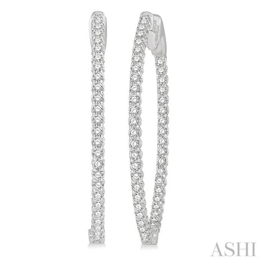 14K WG DIAMOND INSIDE/OUT OVAL HOOPS 1.00CTW
