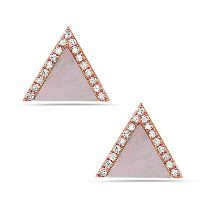 LADIES 14KRG STUDS MOP=0.89CTW D=0.12CTW