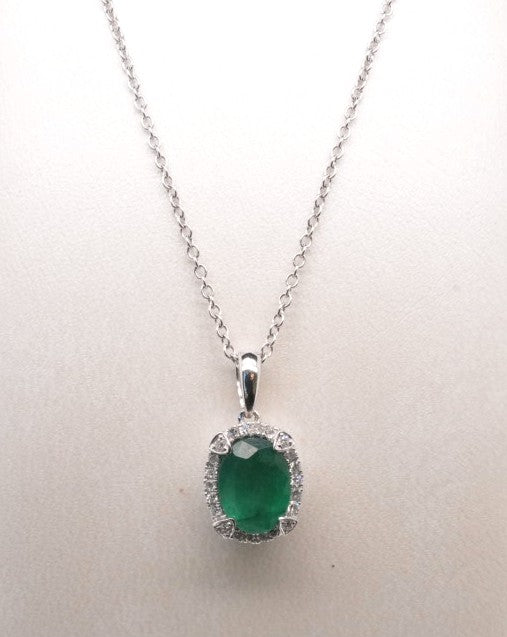 14KW DIA/EM PENDANT D 0.09CT EMERALD 1.14