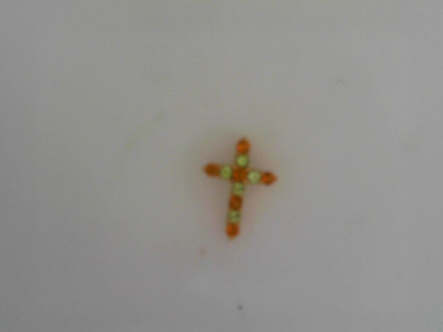 14K YG CITRINE AND PERIDOT CROSS