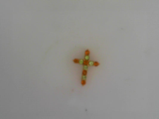 14K YG CITRINE AND PERIDOT CROSS
