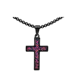 Steel Revolt Crushed Opal Amethyst Cross Sm/Blk/2