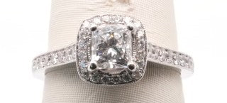 14K WHITE GOLD ENG RING WITH PRINCESS CUT 0.70CTW VS1/F CENTER