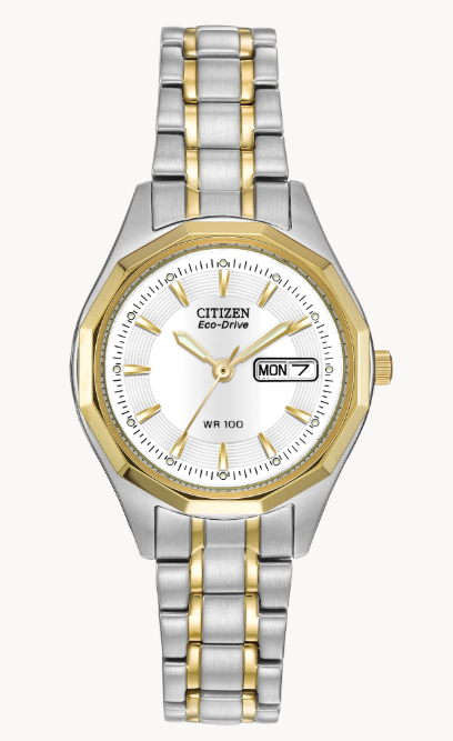 CITIZEN LAD ECO WR100 SST BRAC WHTE