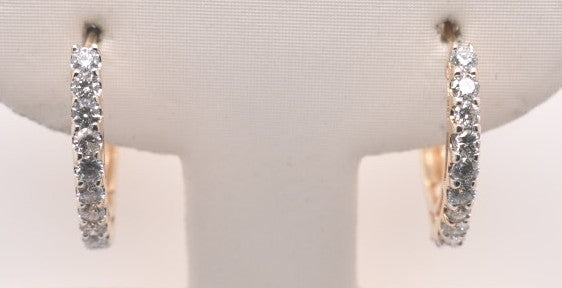 14K YG DIAMOND HOOPS 1.00CTW