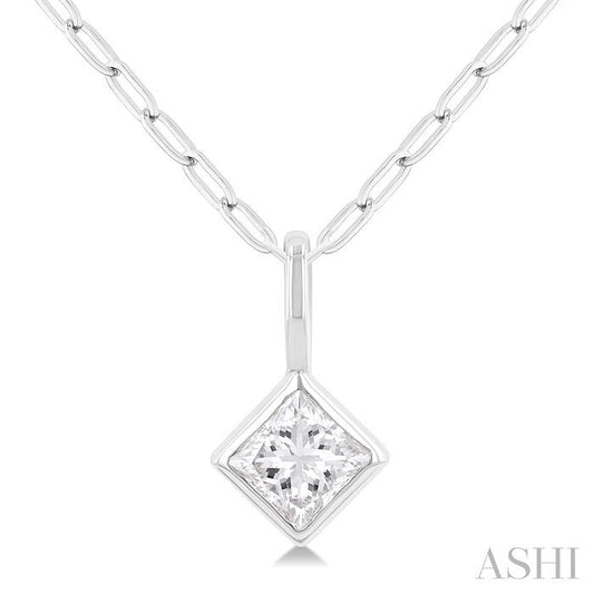 14K WG SINGLE STATION PRINCESS BEZEL  0.20CTW