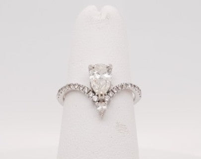 14K WG DIAMOND RING PEAR 0.61 SI1/J GIA 1283129960