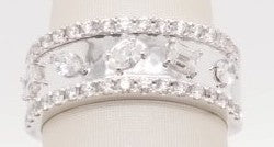 14K WG 5 STONE MIX SHAPE RING 0.90CTW