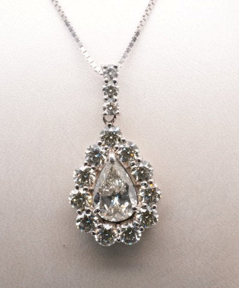 LDS PLAT NECKLACE PEAR 1.67 DIAMOND 2.02CTW