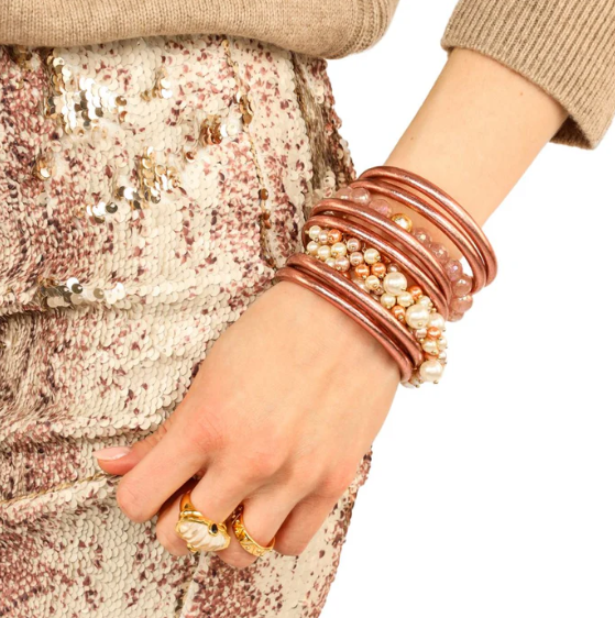 ROSE GOLD ALL WEATHER BANGLES MD SET OF 9