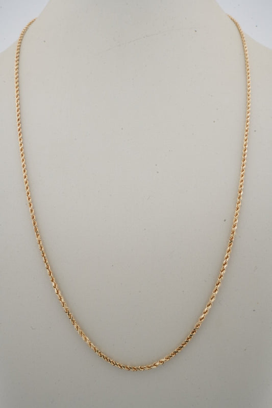 14K YG LIGHT ROPE CHAIN 1.55MM  24"