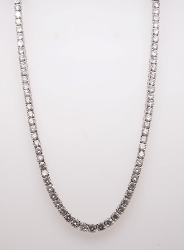 LADIES PLATINUM TENNIS NECKLACE 17" 12.44CTW
