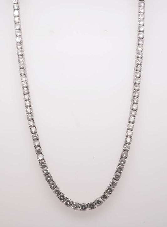 LADIES PLATINUM TENNIS NECKLACE 17" 12.44CTW