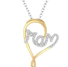 10K YELLOW GOLD MOM HEART PENDANT DIAMONDS 0.10CTW