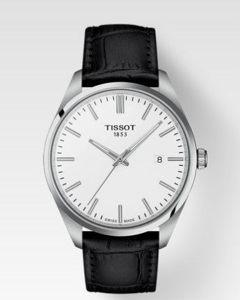 TISSOT PR100 GTS SS BK LTH WH IND DATE 40MM
