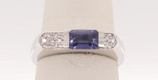 FRANK REUBEL 14KW .55 CT IOLITE .10 CT DIAMOND RING