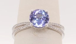 14KW 1.25CT TANZANITE .20 CT DIAMOND RING