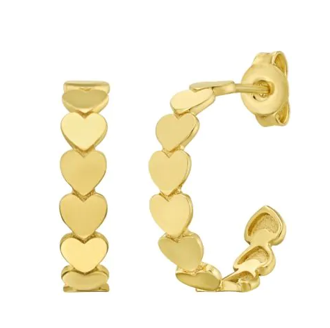 14K YG HEART SMALL HOOPS