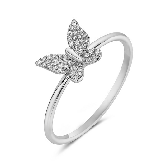 14KW DIAMOND BUTTERFLY RING .09CTW