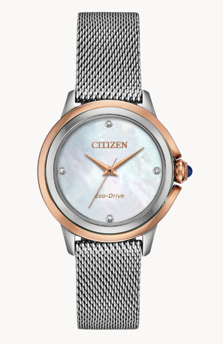 CITIZEN LADIES ECO WR50 STPG BRAC WHITE