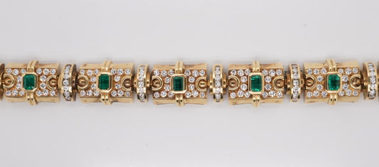 LADIES 18K YG EMERALD APX 2CTW AND DIAMOND APX 4.5CTW BRACELET 60 DWT