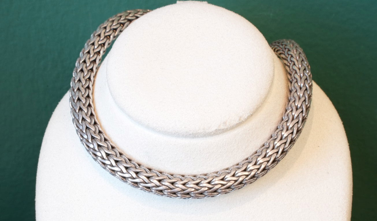 ESTATE JOHN HARDY 8MM WHEAT CHAIN 18" DIAMOND CLASP