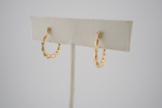 ESTATE 14K YG BAMBOO HOOP EARRINGS