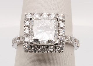 14K WG DIAMOND RING WITH PRINCESS CENTER 3.03CT SI1/H EGL US 908060207