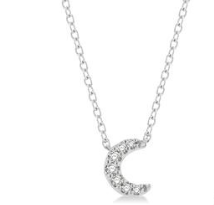 10K WHITE GOLD MOON PENDANT DIAMONDS 0.06CTW