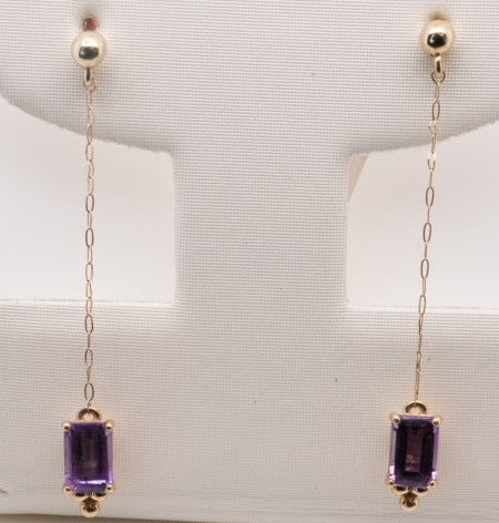 10KY AMETHYST DANGLE EARRINGS
