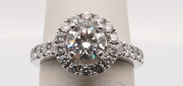 LADIES 14KW ENG RING RB CENTER APX 0.90 I1/H APX 1.40CTW