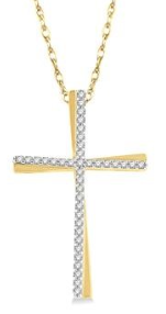 10K YELLOW GOLD CROSS PENDANT WITH 0.15CTW DIAMONDS