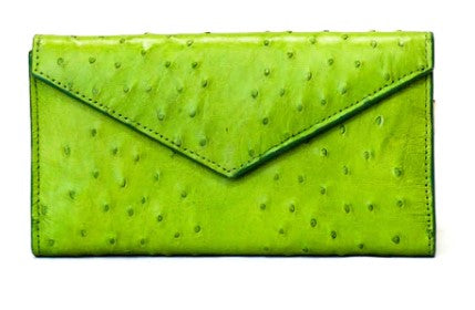ENVELOPE WALLET - OSTRICH LIGHT GREEN
