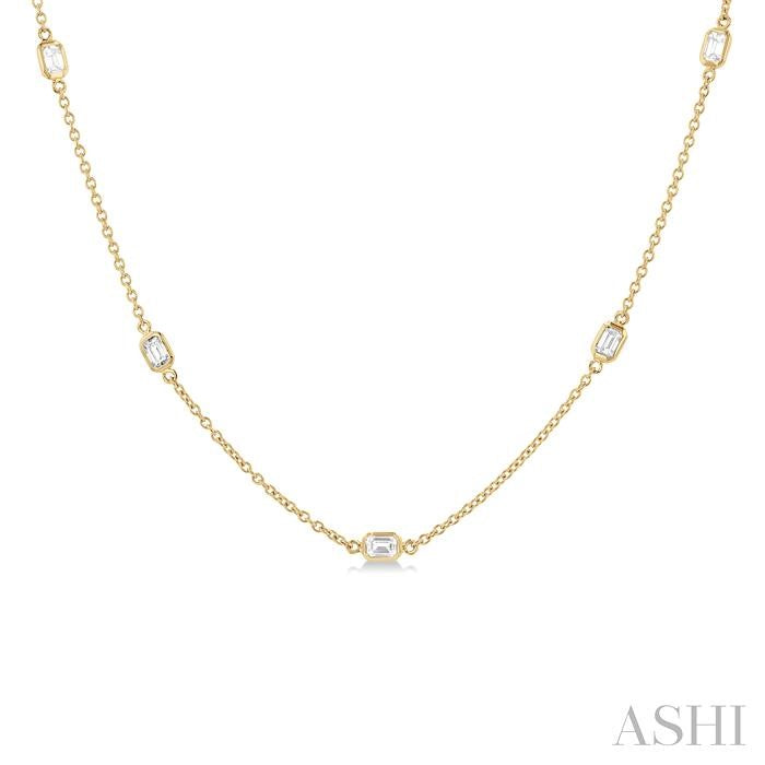 14K YG STATION NECKLACE 1.00CTW- EMERALD