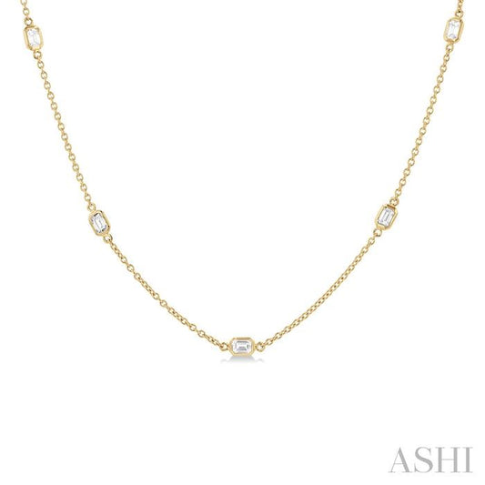 14K YG STATION NECKLACE 1.00CTW- EMERALD