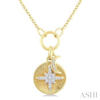 10K YG DIAMOND STAR DISC PENDANT 0.12CTW