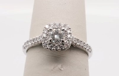 14K WG ENG RING WITH FOREVERMARK CENTER 0.30 SI1/G 6391155 APX 0.80CTW