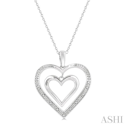 SILVER .03CTW TWIN HEART NECKLACE