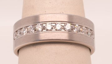 GTS 14K WG 8MM 12 DIAMOND BAND 0.72CTW SIZE 10